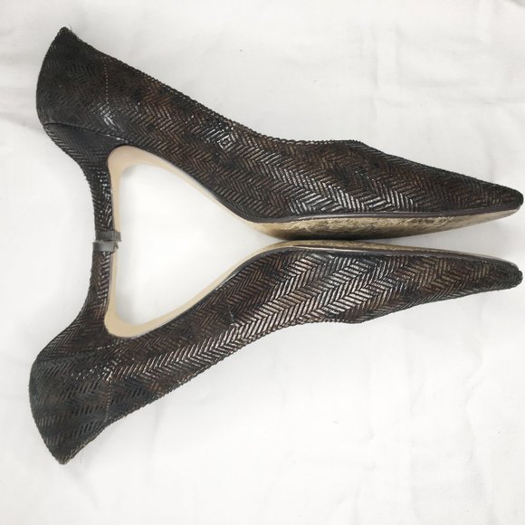 Bella Vita Bronze Black Herringbone Pump 8.5 - Picture 3 of 8